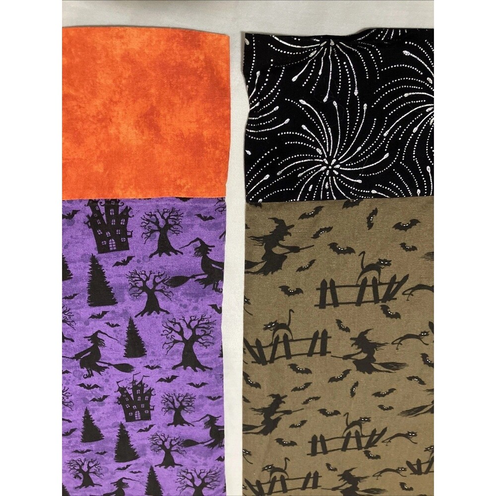 Set of 2 Handmade Halloween Standard Pillowcases Witch Cat Bat Spooky Tree